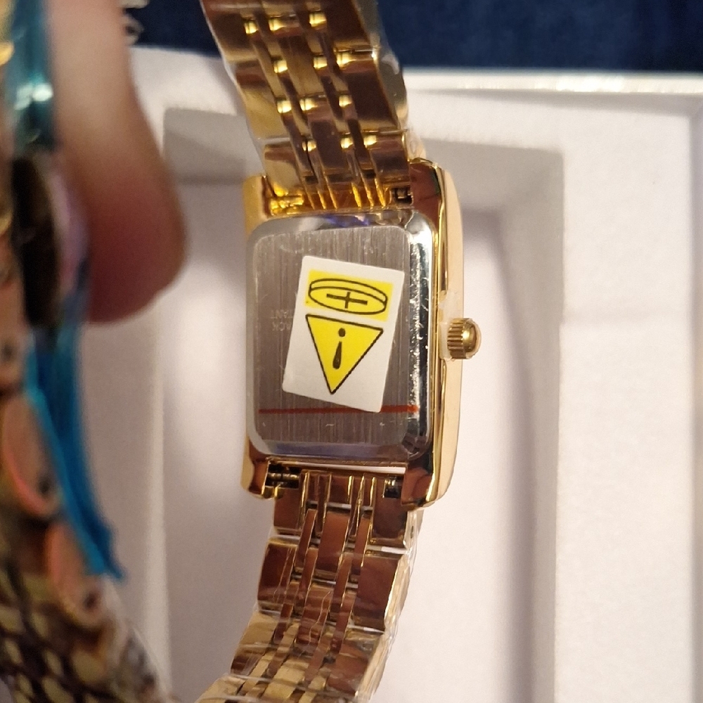 Gold Rectangular Quartz Watch with White Dial NBO… - image 7